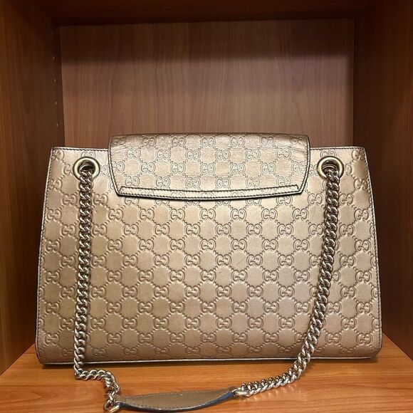 Gucci Metallic Gold Guccissima Leather Large Emily Chain Shoulder Bag - Picture 3 of 16